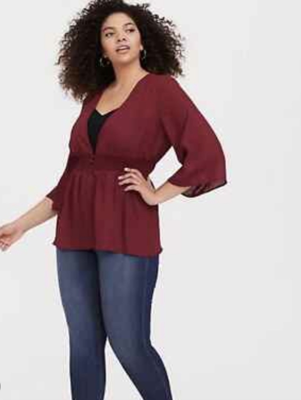 Torrid NWT Sz 2 Rich Burgundy Blouse with Subtle Stretch